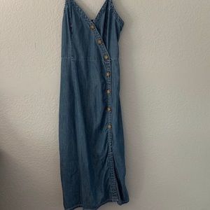 Abercrombie Dress - midi length, slit, chambray